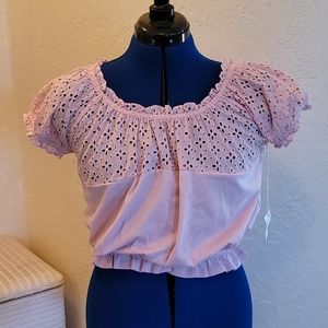 NEW Pink Bardot/peasant style top Medium